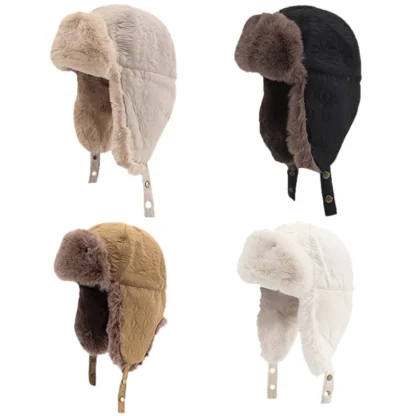Thick Warm Aviator Hat with Snap Button - Image 8