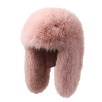 Faux Fur Ushanka with Solid Color Design - Image 2
