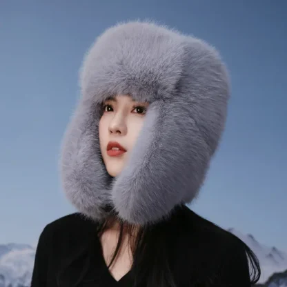 Faux Fur Trapper Hat with Foldable Ear Flaps - Image 3
