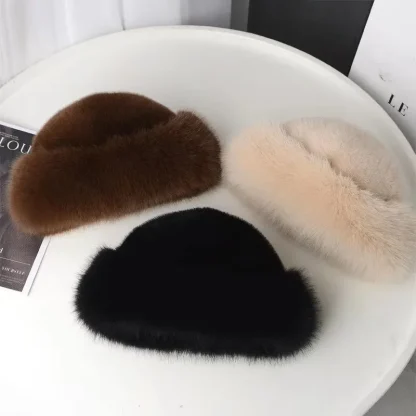 Brimless Plush Fluffy Ushanka with Faux Fur - Image 5
