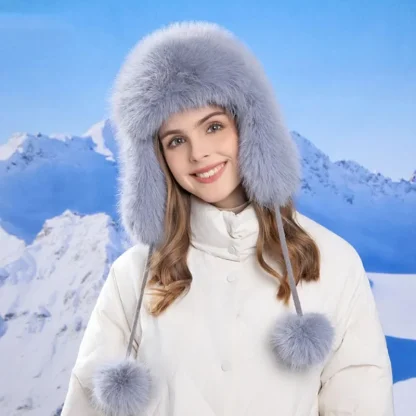 Faux Fur Ushanka with Fluffy Balls