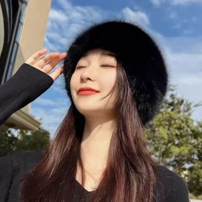 Flat Top Brimless Ushanka with Plush Faux Fur - Image 6