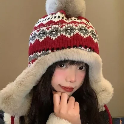 Fluffy Thick Trapper Hat with Pompom