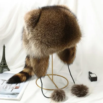 Raccoon Design Ushanka with Faux Fur