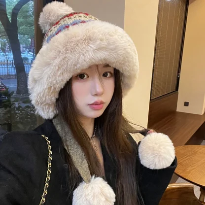 Fluffy Thick Trapper Hat with Pompom - Image 4