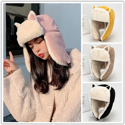 Thicken Trapper Hat with Cat Ears Design - Image 14