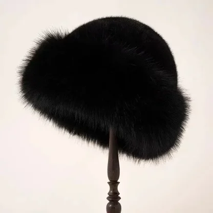 Brimless Plush Fluffy Ushanka with Faux Fur - Image 4