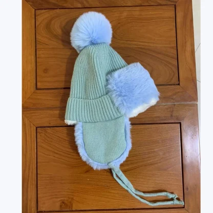 Knitted Trapper Hat with Pompom Design - Image 14