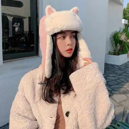 Thicken Trapper Hat with Cat Ears Design - Image 4
