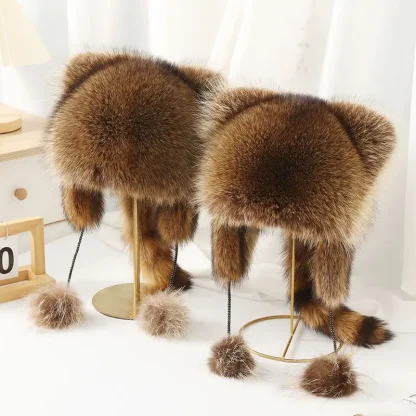 Raccoon Design Ushanka with Faux Fur - Image 6
