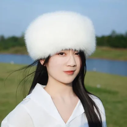 Flat Top Brimless Ushanka with Plush Faux Fur - Image 5