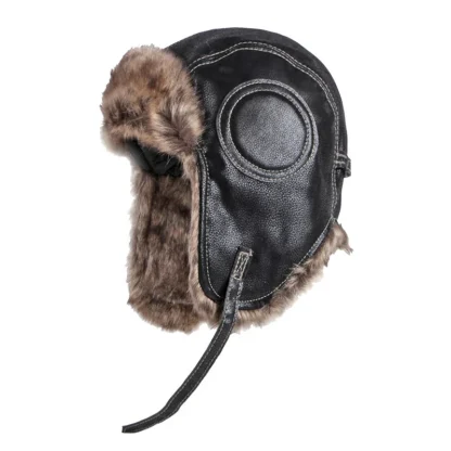 Durable Trapper Hat with Faux Leather - Image 12