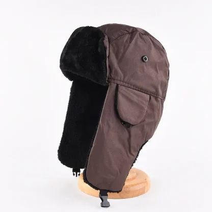 Simple Solid Color Trapper Hat with Buckle - Image 2