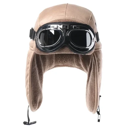 Thick Comfy Fleece Aviator Hat with Goggle - Image 9