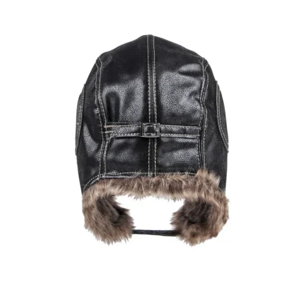 Durable Trapper Hat with Faux Leather - Image 13