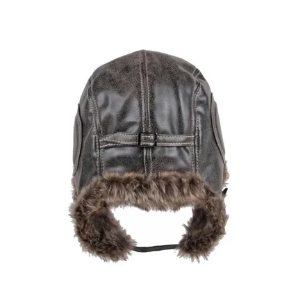 Durable Trapper Hat with Faux Leather - Image 9