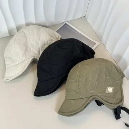 Waterproof Quilted Trapper Hat with Brim - Image 3