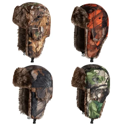 Camo Print Aviator Hat with Fleece Lined - Image 7