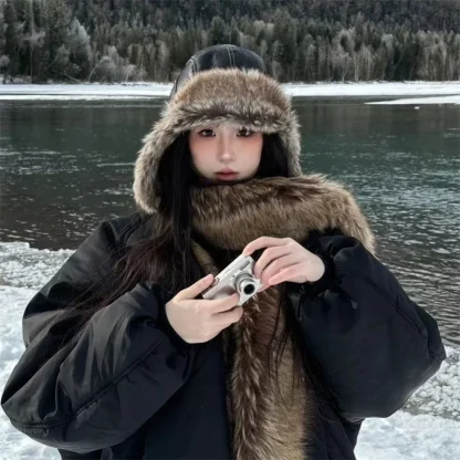 Durable Trapper Hat with Faux Leather - Image 2