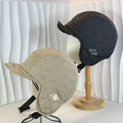 Waterproof Quilted Trapper Hat with Brim - Image 2