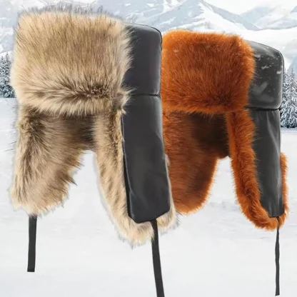 Foldable Ear Flaps Ushanka with Faux Fur - Image 3